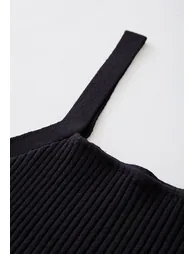 Ultra-Soft Ribbed Cami Knit Cropped Top in Black - 3