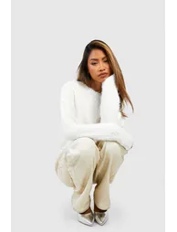 Oversized Fluffy Knit Jumper - ivory - 3