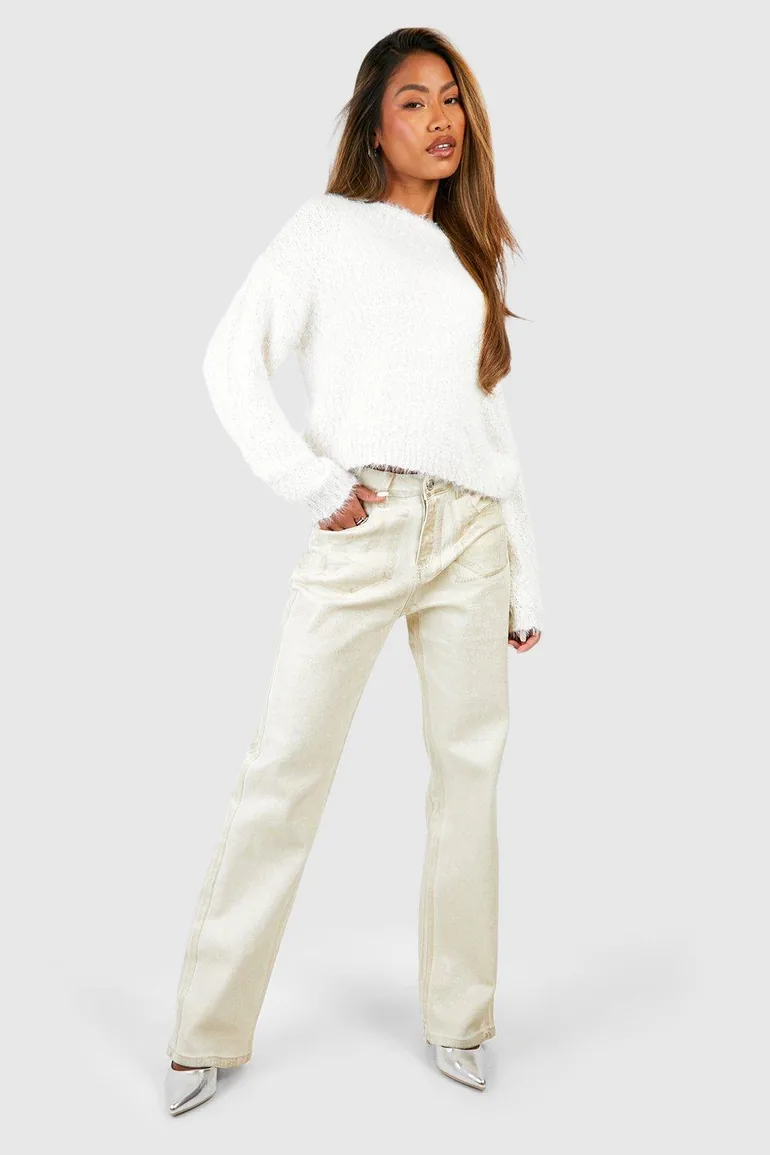 Oversized Fluffy Knit Jumper - ivory - 2