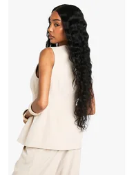 Woven Tie Front Pleated Waistcoat - 1