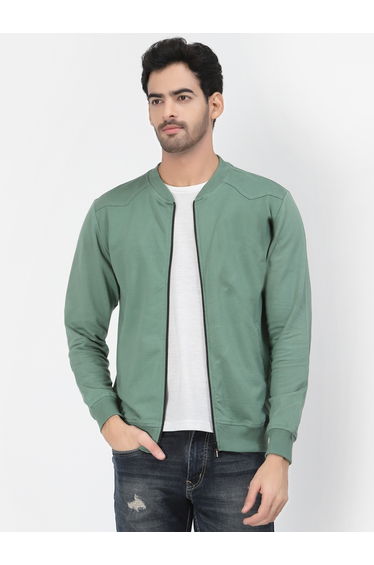 Men Green Regular Fit Zip-Up Jacket