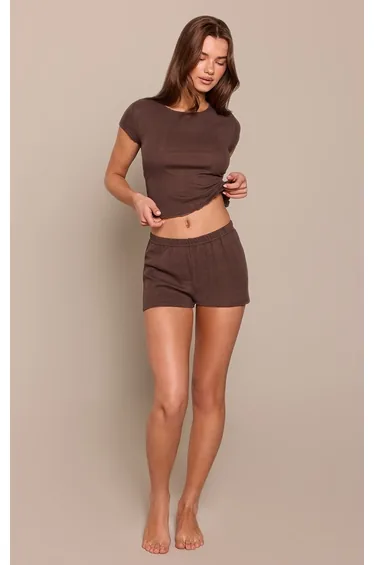 Chocolate Pointelle Pyjama Short