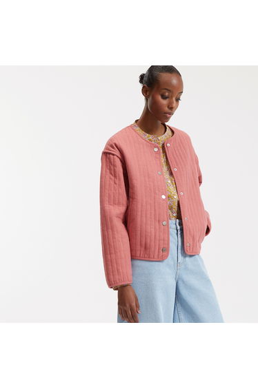 Mid-Season Short Padded Jacket with Press-Studs