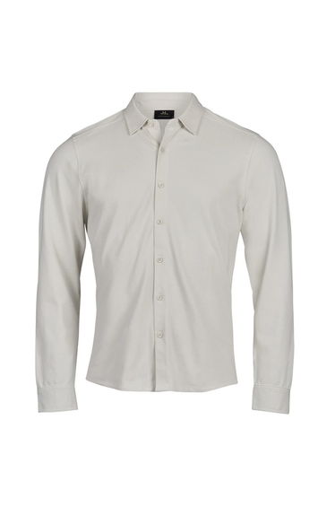 Tee Jays Mens Luxury Stretch Organic Long-Sleeved Shirt - Cement