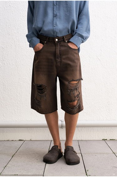 GIESTO Destroyed Denim Shorts