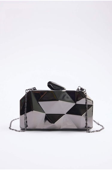 Dark Anthracite Three-Dimensional Evening Dress Women's Stylish Mini Size Clutch Hand Bag