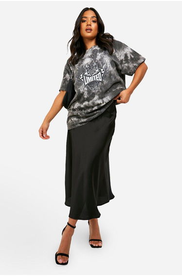 Petite Satin Midaxi Skirt - black