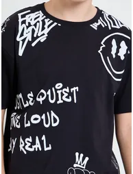 Boys All-Over Graffiti Print Oversized T-Shirt - 2