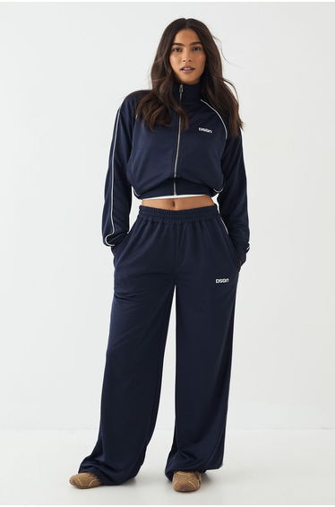 DSGN Studio Tricot Piping Detail Straight Leg Jogger - navy