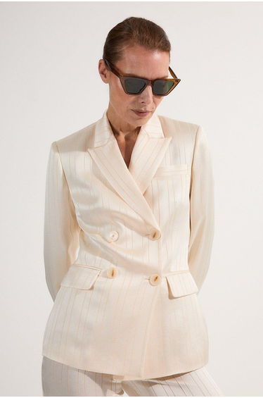 Satin Stripe Tuxedo Oversize Tailored Blazer