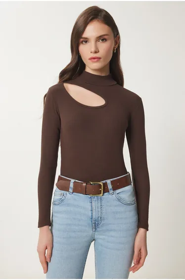 Blouse - Brown - Fitted