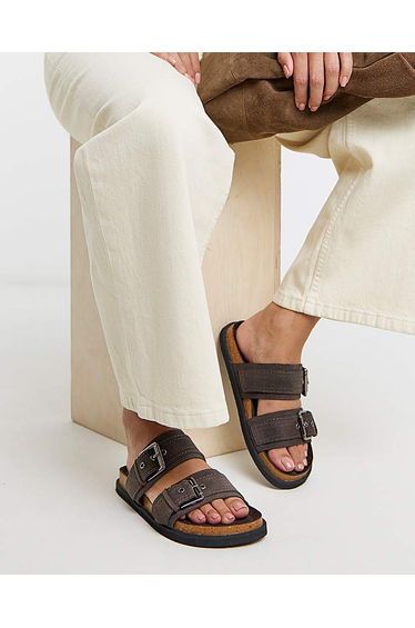 Two Strap Buckle Sandals Wide Fit