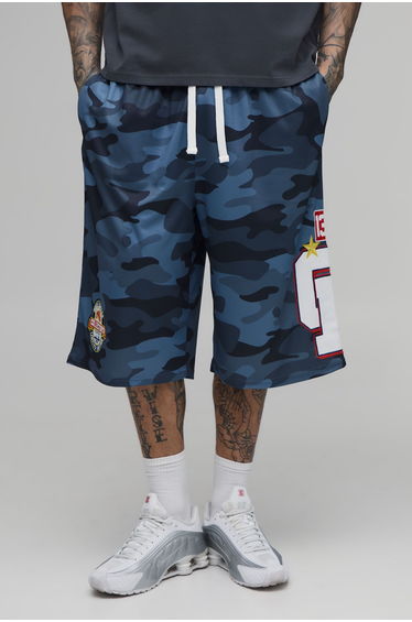 Tall Camo Applique Mesh Jorts - charcoal