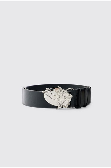 Cupid Buckle PU Belt - black