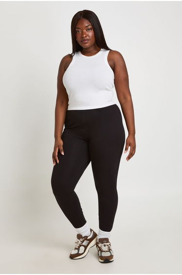 Plus Basic High Waist Legging - black
