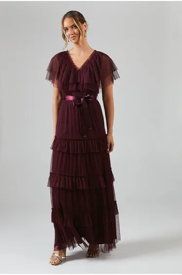 Double Layer Tiered Skirt Mesh Dress