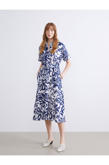 Floral Belted Shirt Dress