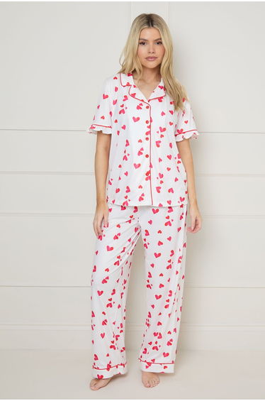 Hearts Short Sleeve Jersey Pyjama Set