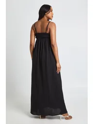 Maternity Cheesecloth Maxi Smock Dress - black - 1