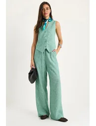 LUCCI V-neck Vest and Wide Leg Pants Two-Piece Coord Set