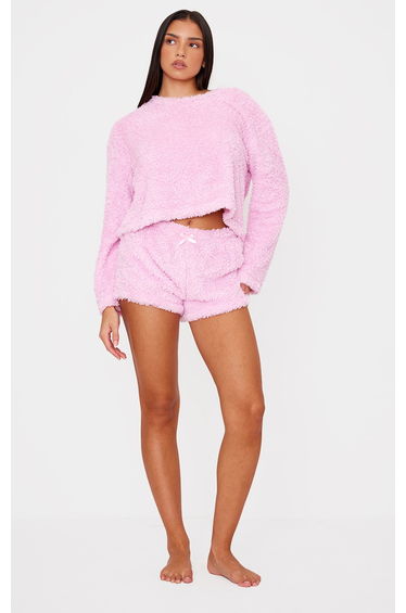 Pink Cosy Fleece Pj Shorts