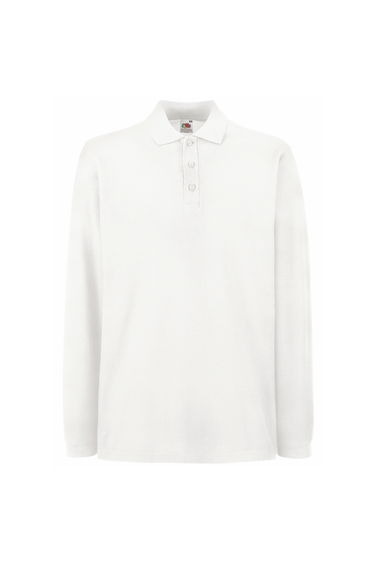 Fruit Of The Loom Mens Premium Long Sleeve Polo Shirt - White