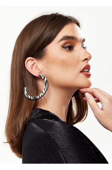 Divine Grace Large Zebra Stripe Hoops with Mother of Pearl