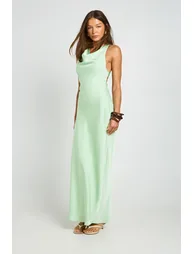 Drape Back Satin Maxi Dress - mint