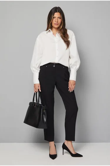 Black Smart Tapered Leg Trousers