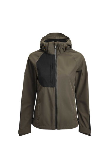 Jobman Womens/Ladies Oxygen Soft Shell Jacket - Olive Green/Black
