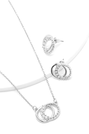 Links Necklace And Earring Set - silver