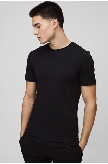 Basic Muscle Fit Crew Neck T-Shirt - black