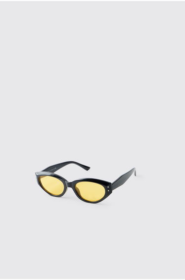 Tinted Oval Chunky Sunglasses - black