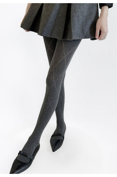Diamond Openwork Knit Tights in Grey