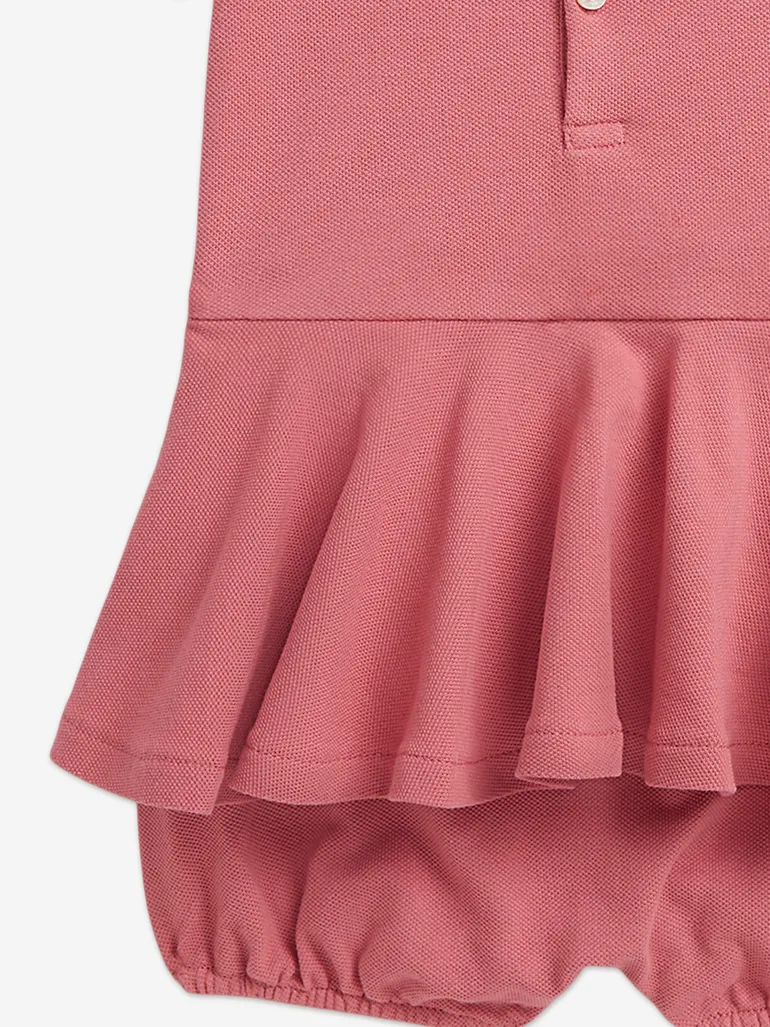 Ralph Lauren Baby Girls Peplum Romper in Pink - 3