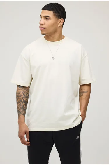 Ecru Oversized Palm Print T-Shirt - ecru