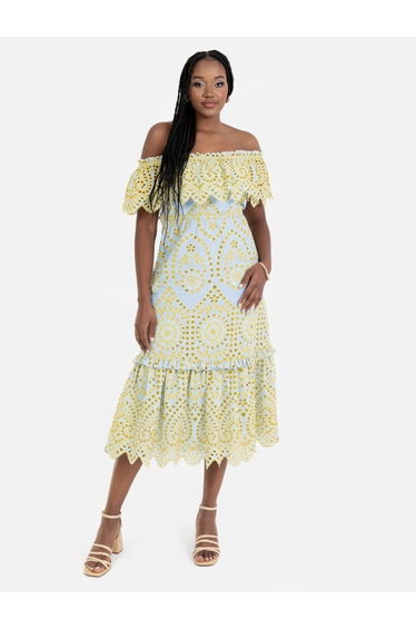 Maya Broderie Bardot Midi Dress
