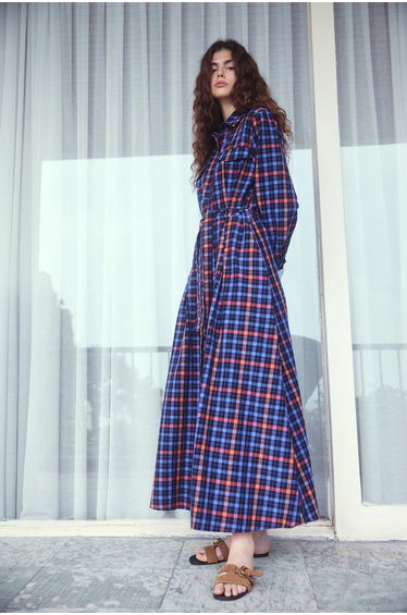 LAID BELTED MAXI SHIRT DRESS
