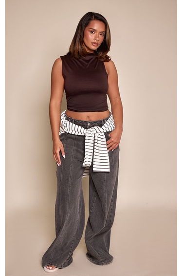 Shape Chocolate Soft Touch High Neck Top