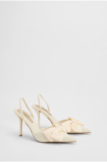 Marianna Bow Detail High Heel Slingback Court Shoes