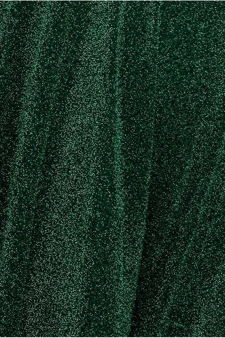 Goddiva Crossover Lurex Glitter Maxi Dress - Emerald - 4