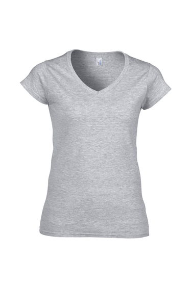 Gildan Ladies Soft Style Short Sleeve V-Neck T-Shirt - Sport Grey (RS)