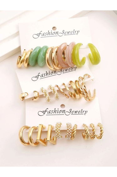 Set of 15 - Assorted Chic Hoop Earrings