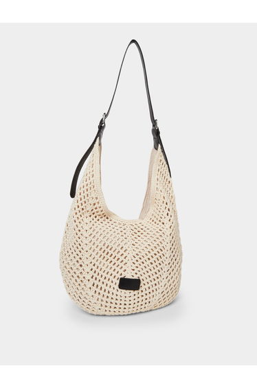 Beige Crochet Hobo Bag