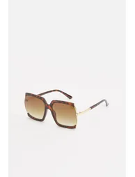 Square Tortoise Shell Oversized Sunglasses - brown - 1