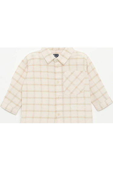 Striped long-sleeved shirt BEIGE
