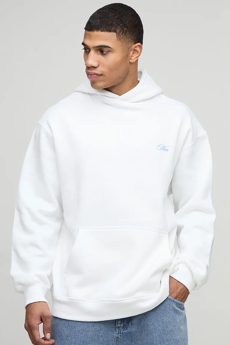 White Oversized Chalet Landscape Printed Hoodie - white