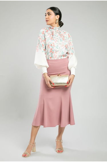 Flared Midi Skirt With Seam Panels