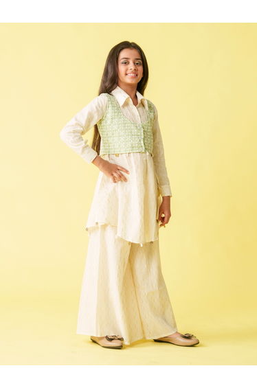 Embellished Collared Kurta Jacket and Pants Sets