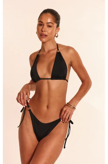 Black Mini O Ring High Apex Triangle Bikini Top
